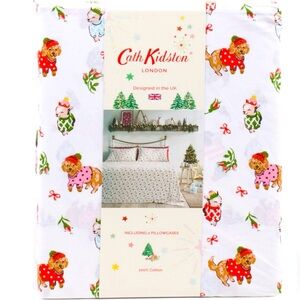 NWT- Cath Kidson “Puppy Love” Holiday Sheet Set- Full Size